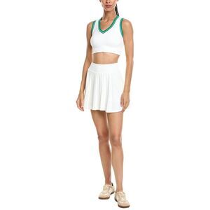 Marion Womens  2Pc 5.5In Contrast Trim Tennis Skirt & Padded Top Set, White
